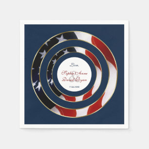 Unik patriotisk Elegant USA flagga Guld Bröllop Pappersservett