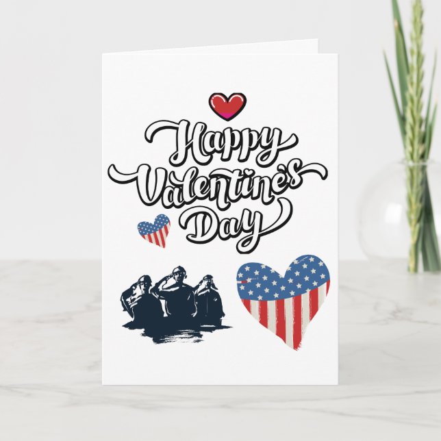 Unik patriotisk USA flagga Valentines day Helgkort (Framsida)