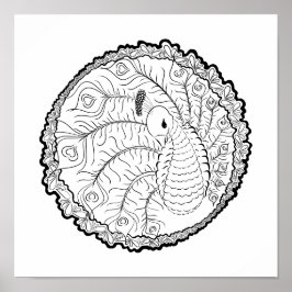 Unik peacock Art-färgning Poster