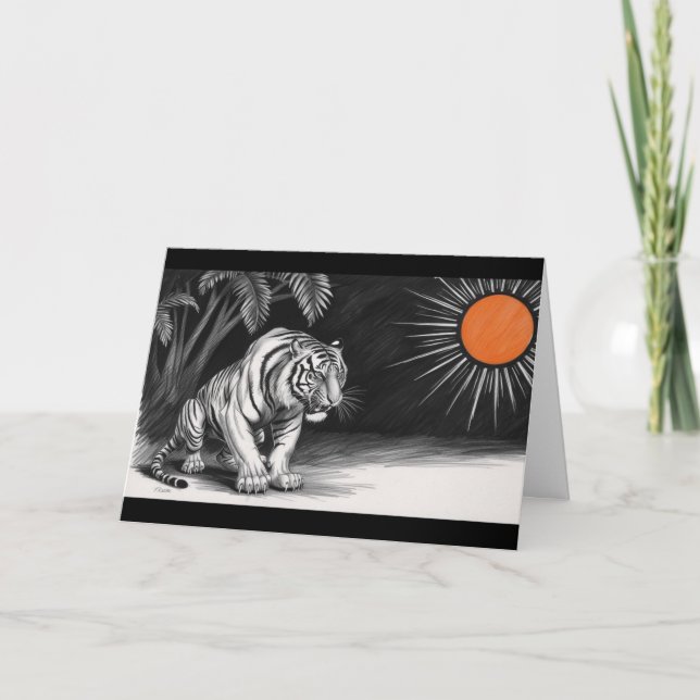 Unik pennteckning av tiger kort (Framsida)