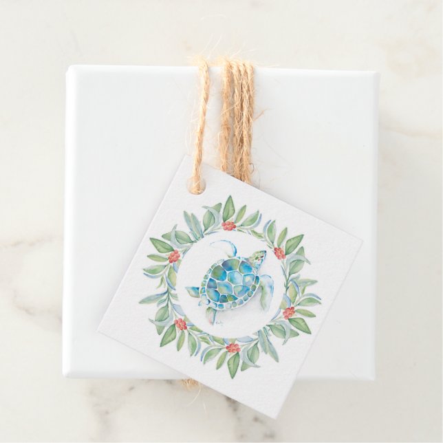 Unik persienfärgad Julgsköldpadda Gåvor Etiketter (På plats)