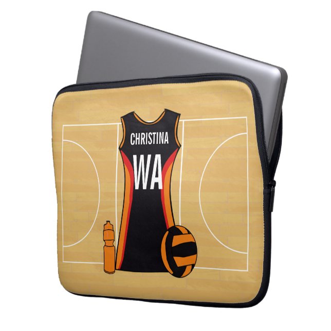 Unik personifierad Netball Laptop Sleeve (Framsidan Vänster)