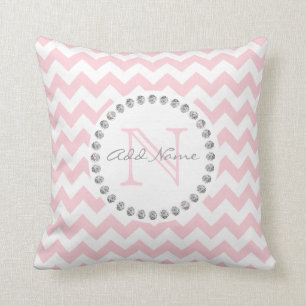 Unik Personlig Baby Rosa Chevron - Diamanter Kudde