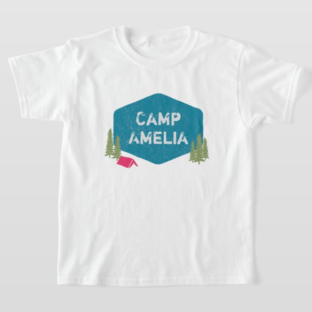 Unik Personlig Camp Namn Födelsedagsfest T Shirt (Laydown)