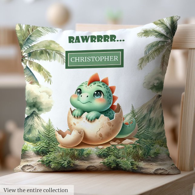 Unik Personlig för kläckning snart Baby Dinosaur Kudde (Unique Hatching Soon Baby Dinosaur Personalized Throw Pillow)