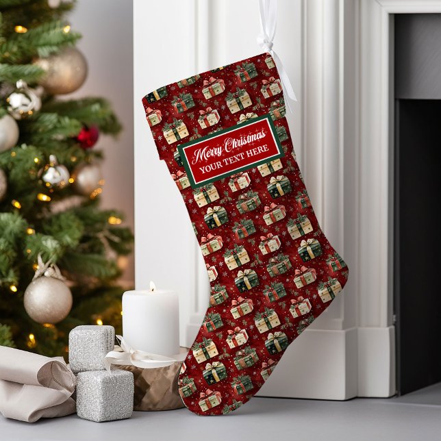 Unik Personlig - julförråd - vattenfärg Stor Julstrumpa (Unique Personalized Christmas Stocking Watercolor)