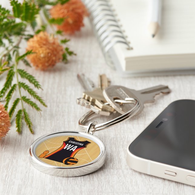 Unik Personlig Netball Rund Silverfärgad Nyckelring (Sidan)