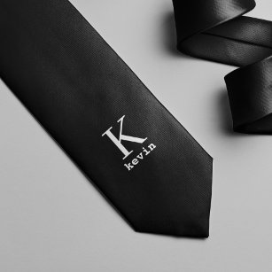 Unik personlig, svart och vitt, monogram namn slips