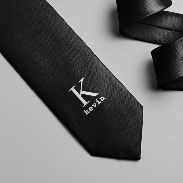 Unik personlig, svart och vitt, monogram namn slips (Skapare uppladdad)