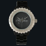 Unik Personlig, svartvit Namn-monogram Armbandsur<br><div class="desc">Personlig Unik Monogram-design för svartvita Namn för alla.</div>