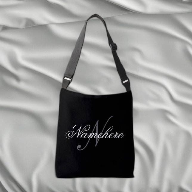 Unik Personlig, svartvit Namn-monogram Axelväska (Skapare uppladdad)