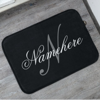 Unik Personlig, svartvit Namn-monogram Badrumsmatta