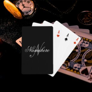 Unik Personlig, svartvit Namn-monogram Casinokort