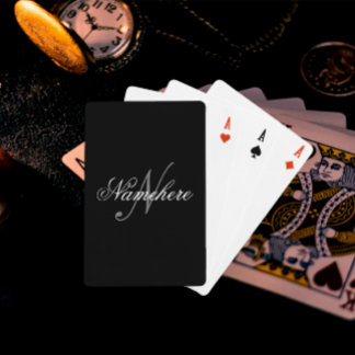 Unik Personlig, svartvit Namn-monogram Casinokort