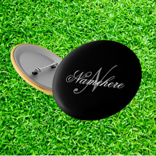 Unik Personlig, svartvit Namn-monogram Knapp