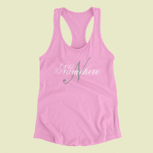 Unik Personlig, svartvit Namn-monogram Linne Med Racerback