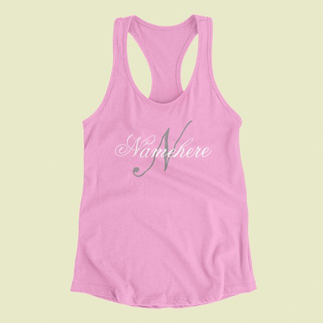 Unik Personlig, svartvit Namn-monogram Linne Med Racerback (Skapare uppladdad)