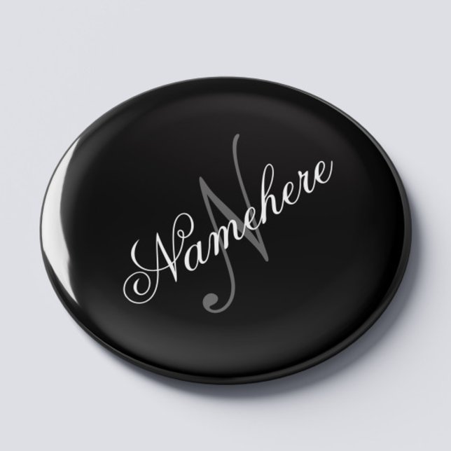 Unik Personlig, svartvit Namn-monogram Magnet (Skapare uppladdad)