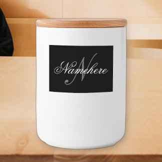 Unik Personlig, svartvit Namn-monogram Mat Etiketter