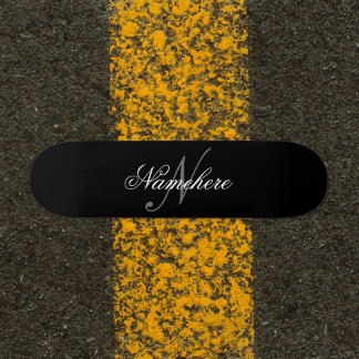Unik Personlig, svartvit Namn-monogram Mini Skateboard Bräda 18,5 Cm