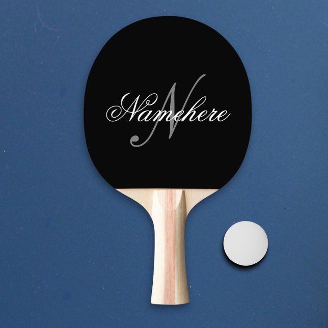 Unik Personlig, svartvit Namn-monogram Pingisracket (Skapare uppladdad)