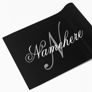 Unik Personlig, svartvit Namn-monogram Presentpapper
