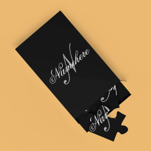 Unik Personlig, svartvit Namn-monogram Pussel