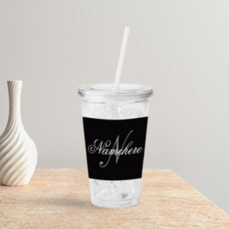 Unik Personlig, svartvit Namn-monogram Take Away Mugg