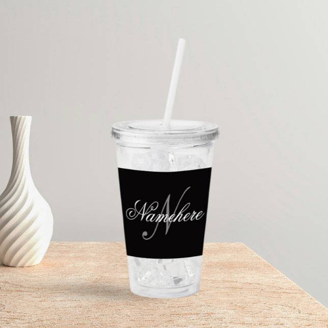 Unik Personlig, svartvit Namn-monogram Take Away Mugg (Skapare uppladdad)