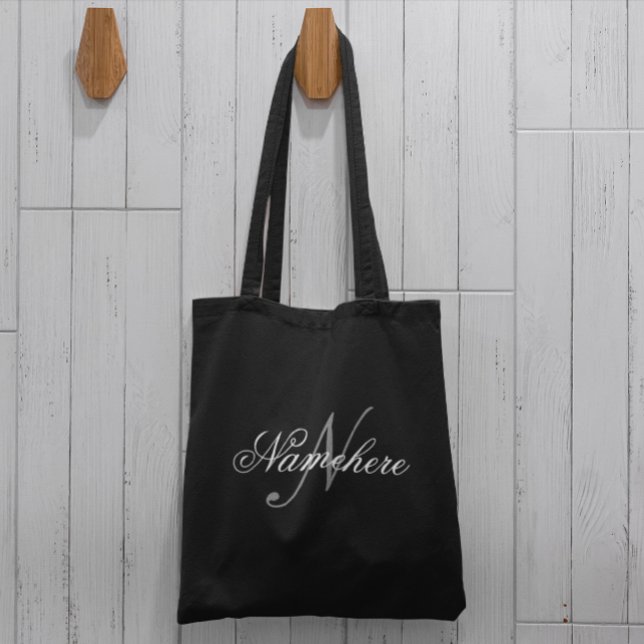 Unik Personlig, svartvit Namn-monogram Tygkasse (Skapare uppladdad)
