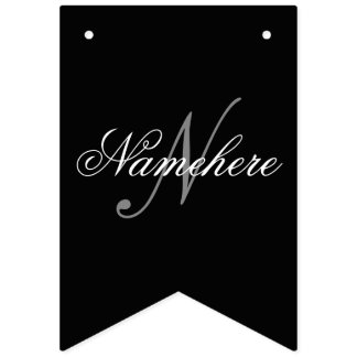 Unik Personlig, svartvit Namn-monogram Vimplar