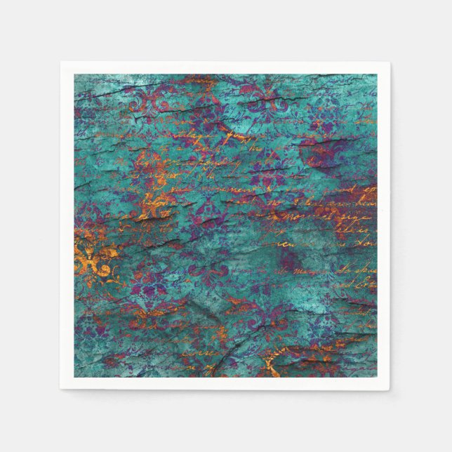 Unik pestteori, magenta, lila blå struktur pappersservett (Framsidan)