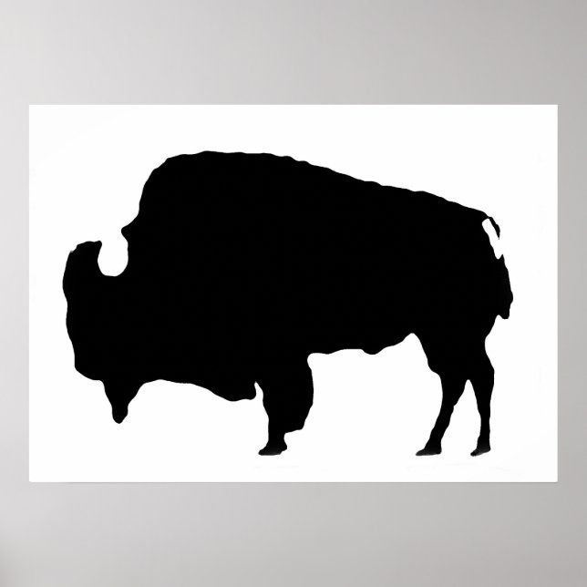 Unik Poster av Buffalo Bison Silhouette med popkon (Framsidan)