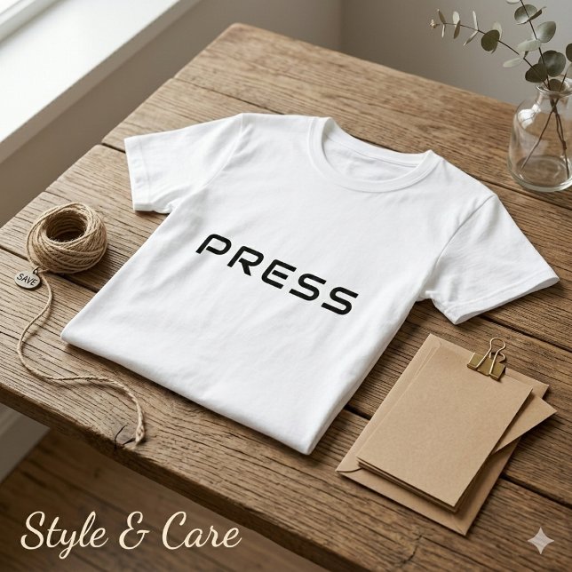 Unik PRESS Text T-shirt med minimalistisk design (Unique PRESS Text Tee with Minimalist Design)