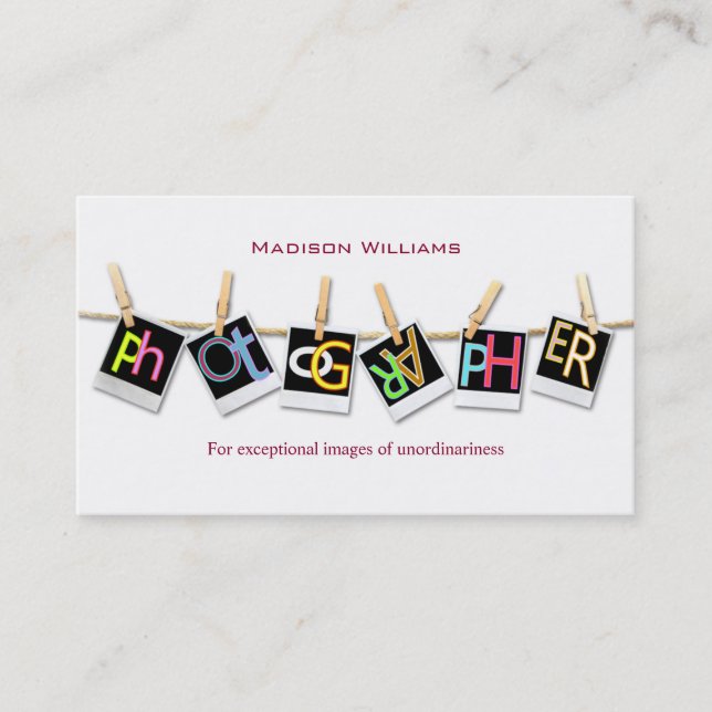 Unik professionell, annan fotograf visitkort (Framsida)