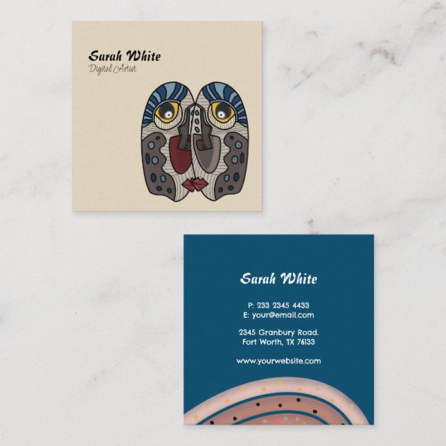 Unik Professionell Artist Modern Fyrkantigt Visitkort (Fram/baksida)