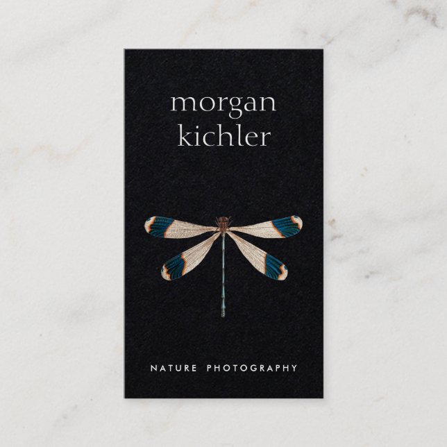 Unik Professionell för Dragonfly Nature Black Visitkort (Framsida)