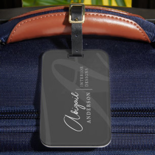 Unik Professionell Premium Black Monogram-skript Bagagebricka
