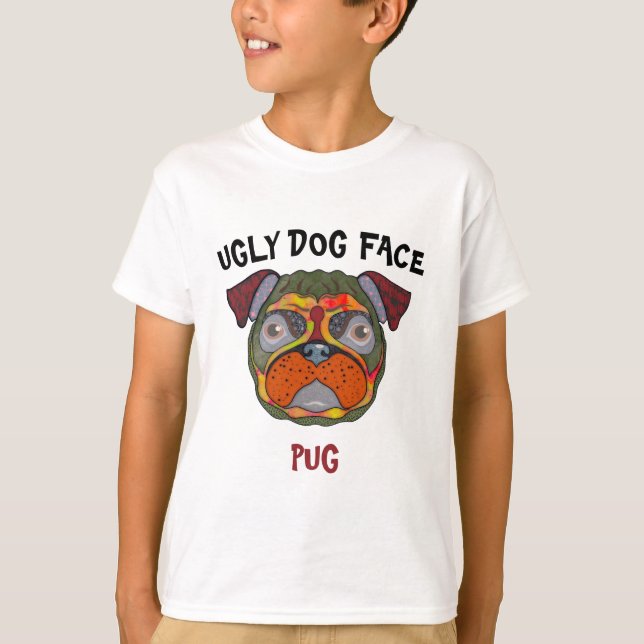 Unik Pug ful hund ansikte T-Shirt (Framsida)