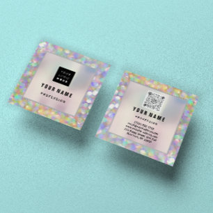 Unik QR CODE-Logotyp för Makeup ARTIST Holograph Fyrkantigt Visitkort