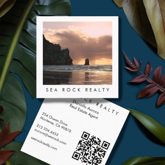 Unik QR-kod för realtialfoto i Sten Agent Fyrkantigt Visitkort