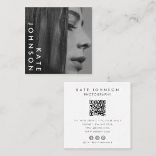 Unik QR-kod för svartvit Professionell - foto Fyrkantigt Visitkort