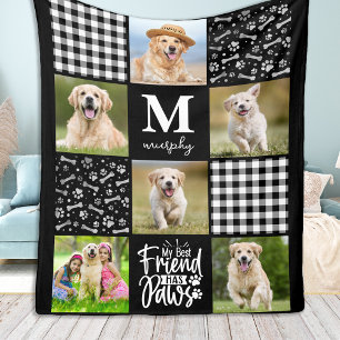 Unik Quilt Hund älskare för fotokollage-Personlig Fleecefilt