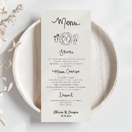 Unik Quirky Hand plockade Retro Bröllop Meny