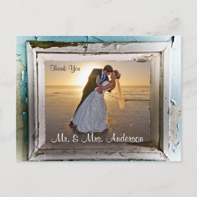 Unik Ram 4 för vykort för tack Bröllop (Framsida)