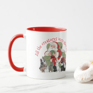 Unik Red Santa Bunny Rabbit Vintage-jul Mugg