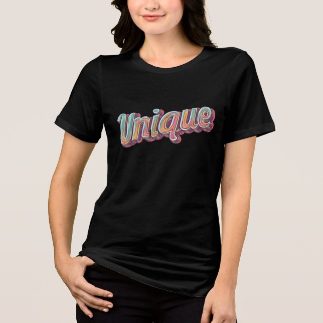 Unik Retro 3D Typografi Färgrik Skript Gatubutik T Shirt (Framsida)