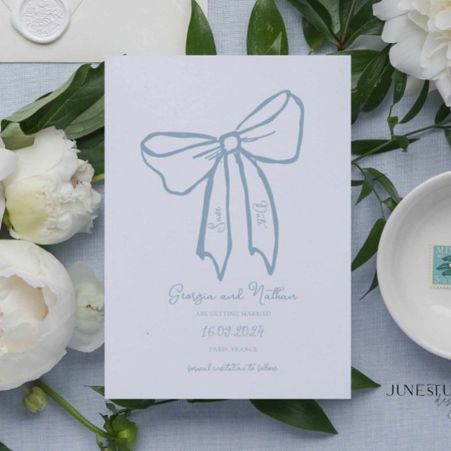 Unik Retro Dusty Blue Spara datuminbjudan Inbjudningar (Skapare uppladdad)