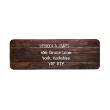Unik returadressetikett för Rustic Wood Bröllop