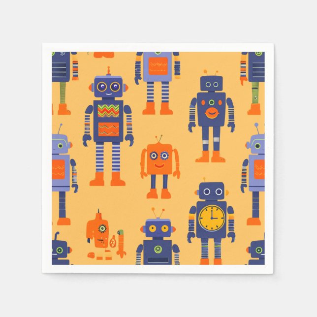 Unik robot och roligt. pappersservett (Framsidan)